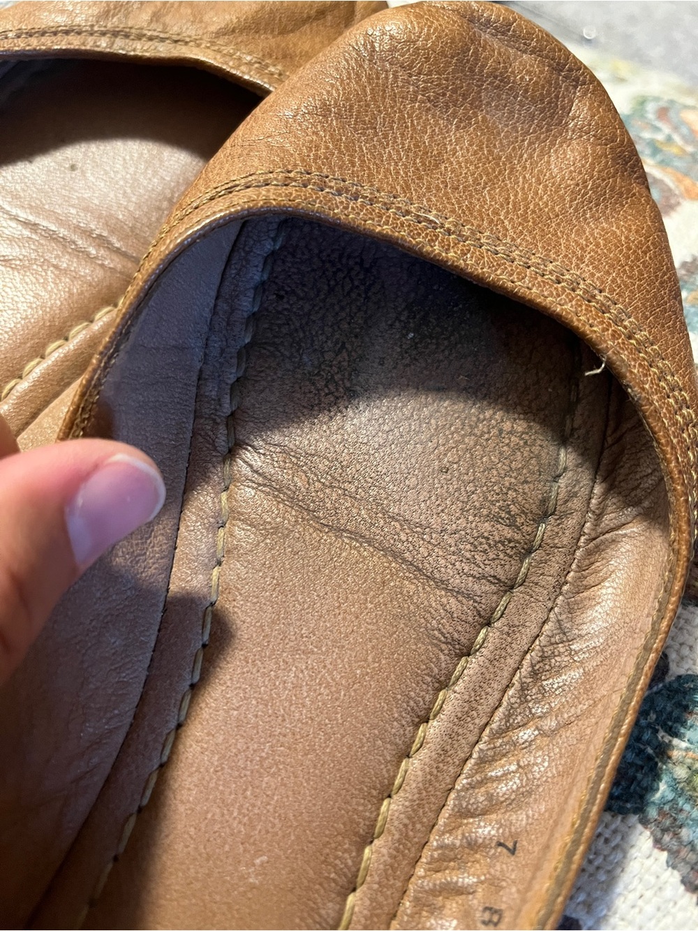 FRYE Women's Cognac Brown Leather Ballet Flats Size 8 Carson - Picture 8 of 8